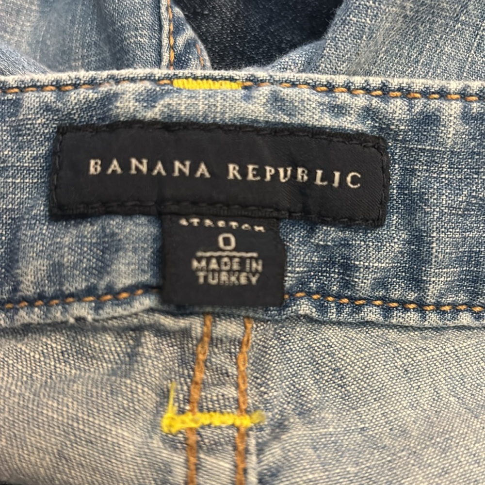 Banana Republic Denim Stretch Bermuda Shorts 0 Festival Summer Casual Boho Twee - Picture 12 of 13